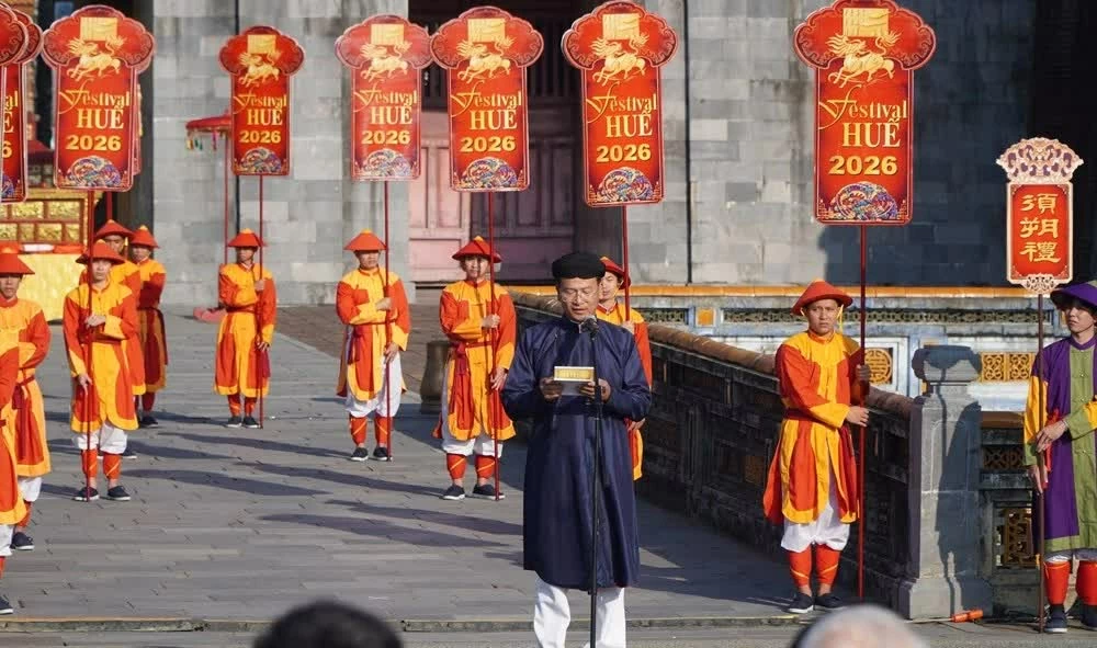 The Hue Festival 2026 opens with the re-enactment of the Ban Soc Ceremony under the Nguyen Dynasty  (Photo: baovanhoa.vn)