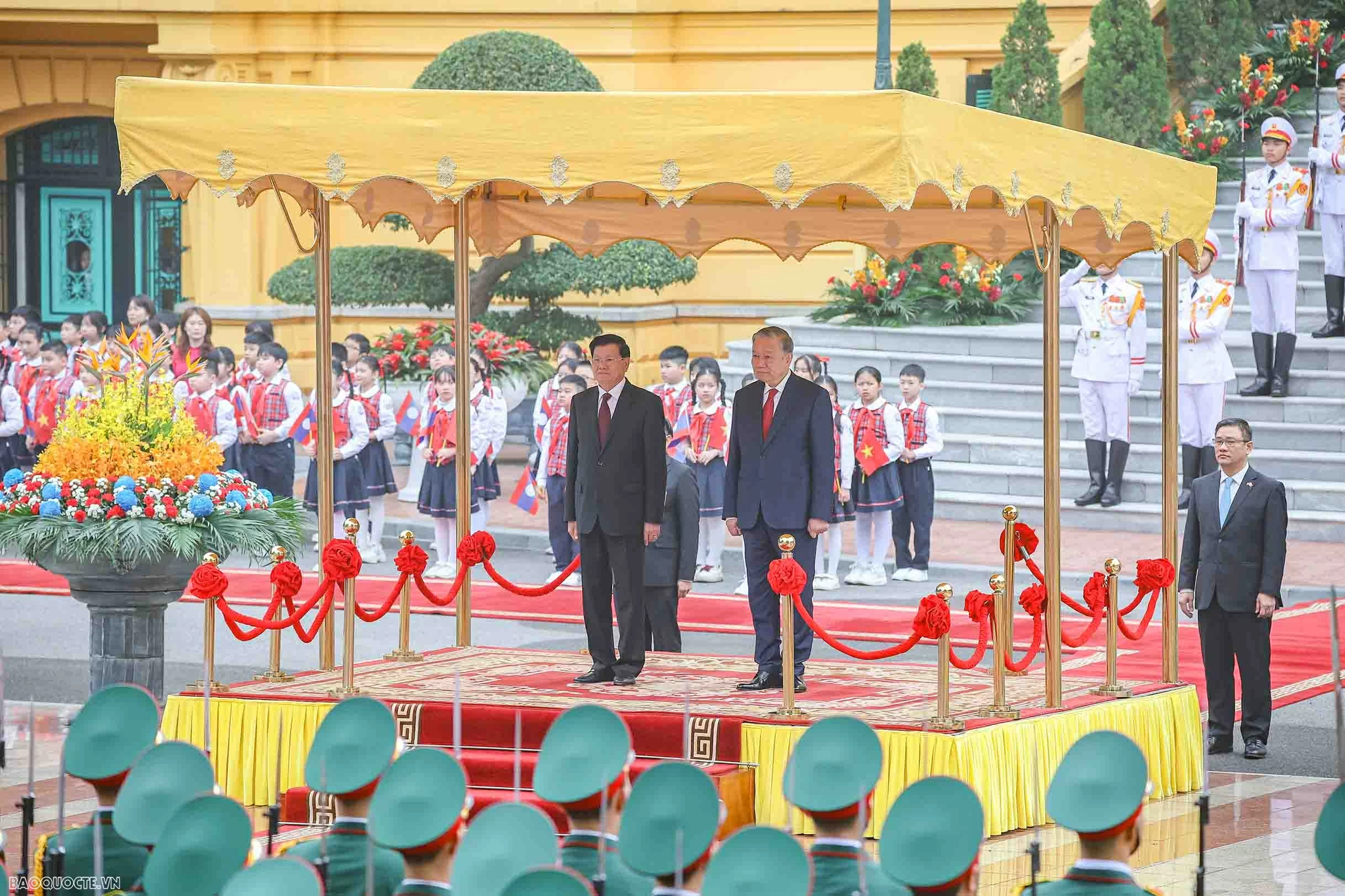 General Secretary To Lam chairs welcome ceremony for General Secretary, President of Laos and Spouse on state visit to Vietnam
