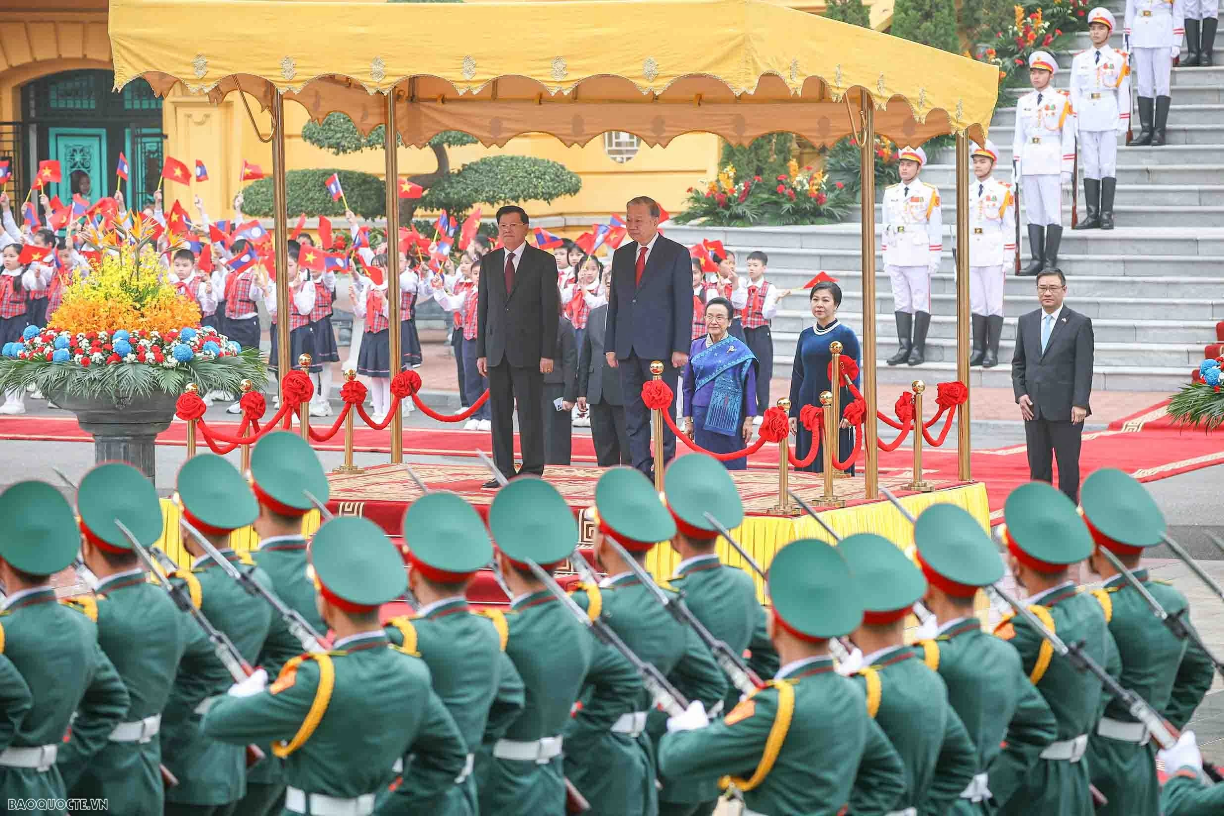 General Secretary To Lam chairs welcome ceremony for General Secretary, President of Laos and Spouse on state visit to Vietnam