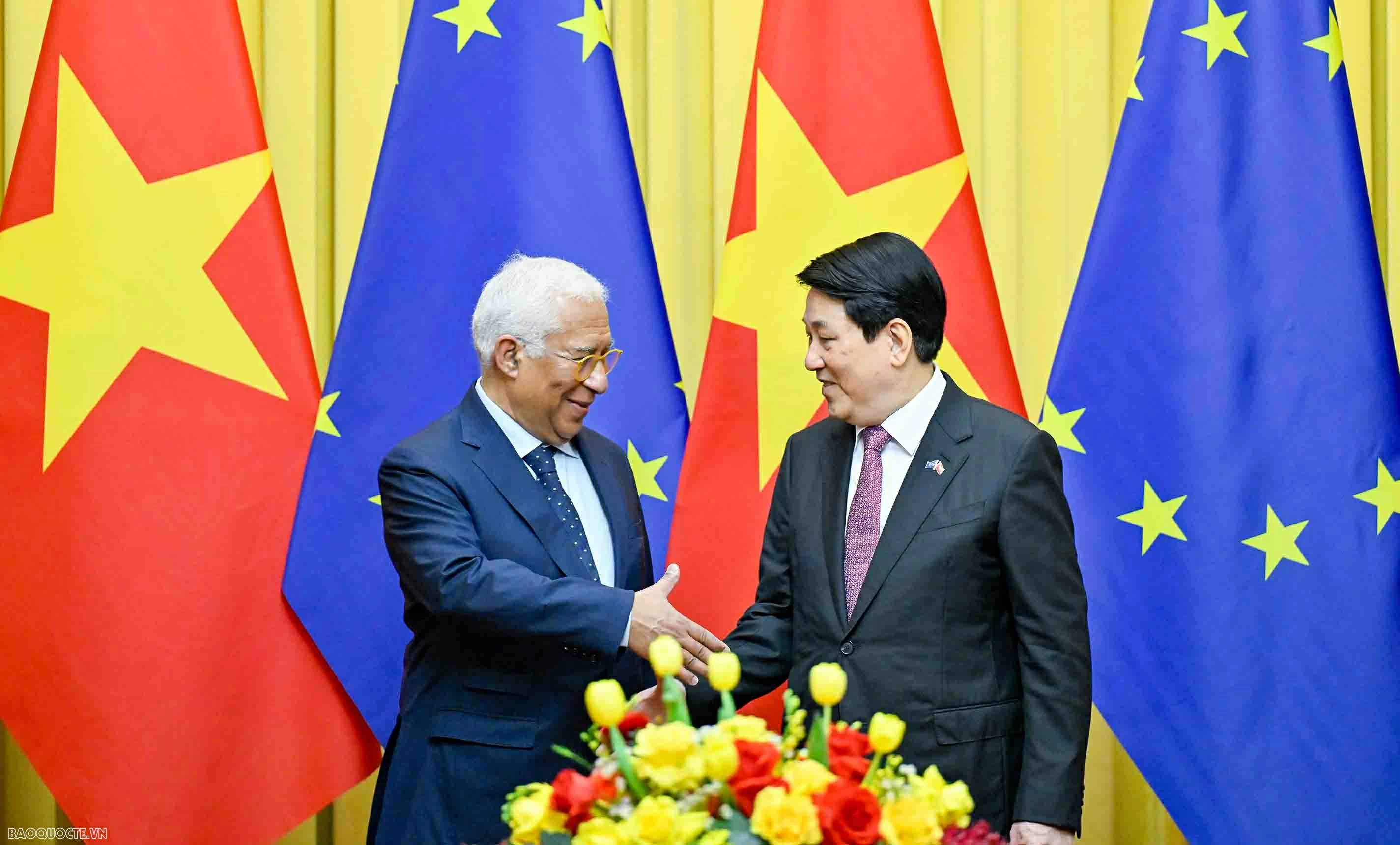 President Luong Cuong hosts welcome ceremony for European Council President António Costa
