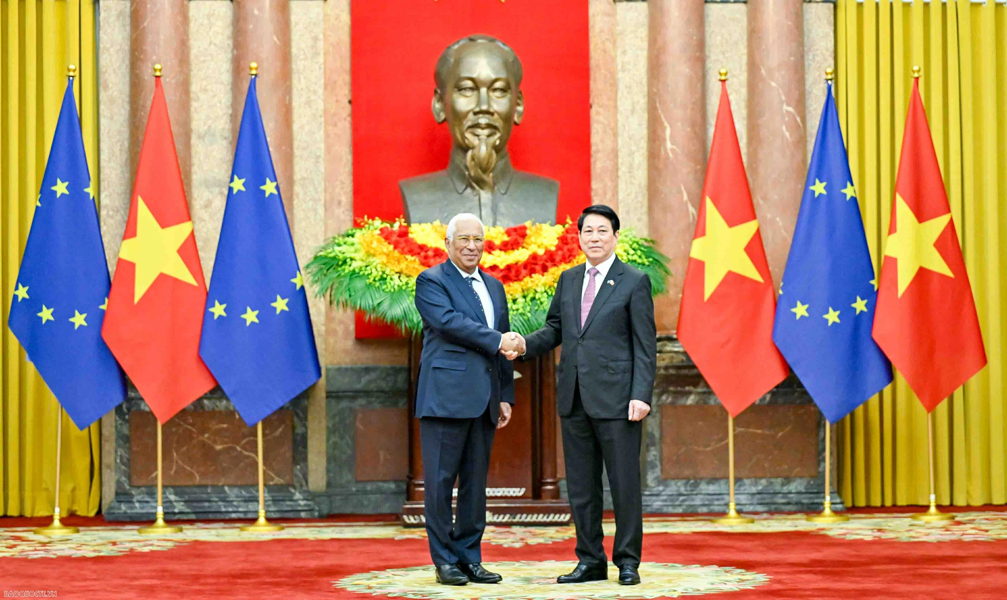 President Luong Cuong hosts welcome ceremony for European Council President António Costa