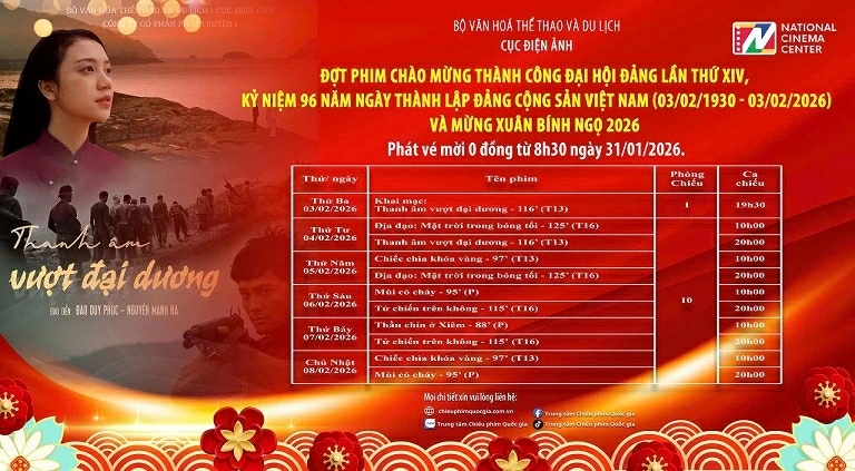 Film series celebrating the success of the 14th Party Congress and the 96th Anniversary of the Founding of the Communist Party of Vietnam