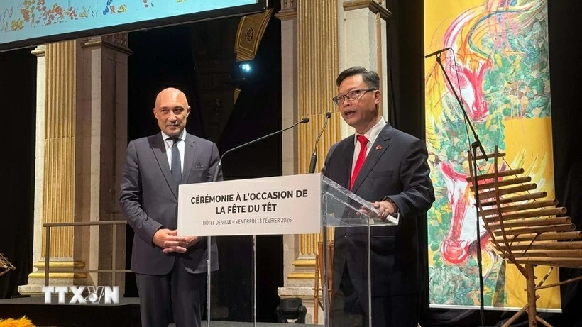 Ambassador Trinh Duc Hai speaks at the event. (Photo: VNA)