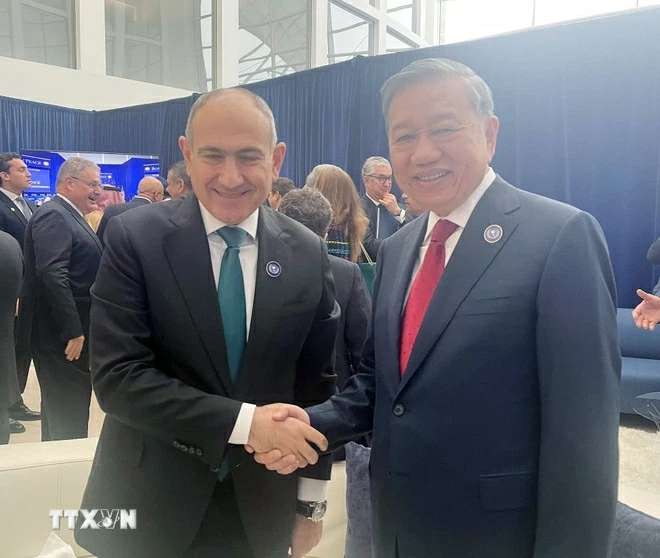 Tổng Bí thư gặp lãnh đạo các nước nhân dịp dự cuộc họp Hội đồng Hòa bình về Gaza