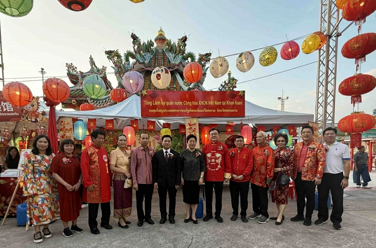 Vietnamese Lunar New Year Tet space shines at Lantern Festival in Khon Kaen, Thailand