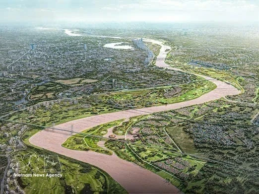 Perspective rendering of Red River Landscape Boulevard. (Photo: VNA) Perspective rendering of Red River Landscape Boulevard. (Photo: VNA)