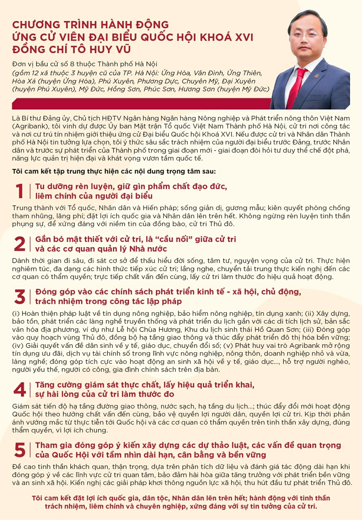 Agribank Chairman To Huy Vu runs for National Assembly deputy in Constituency No. 8, Hanoi Agribank Chairman To Huy Vu runs for National Assembly deputy in Constituency No. 8, Hanoi