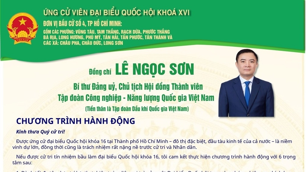Chairman of the Member Council of Petrovietnam Le Ngoc Son runs for 16th National Assembly deputy in Electoral Unit No. 4, Ho Chi Minh City
