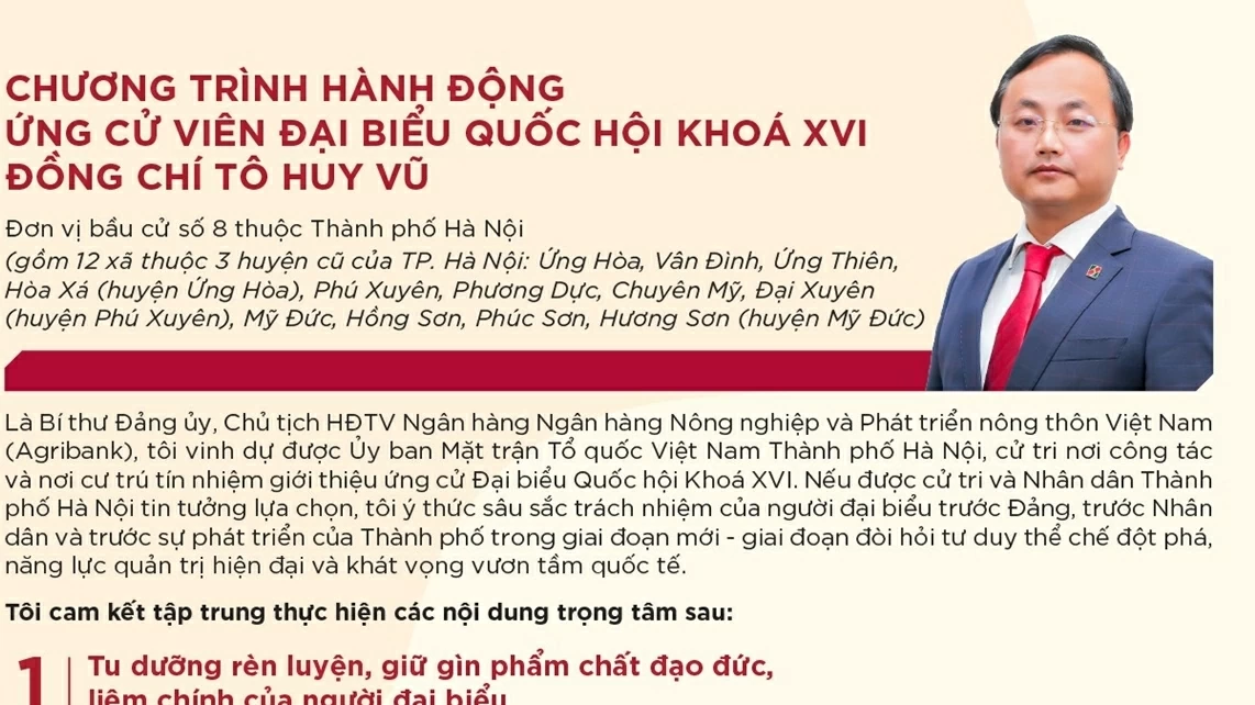 Agribank Chairman To Huy Vu runs for National Assembly deputy in Constituency No. 8, Hanoi