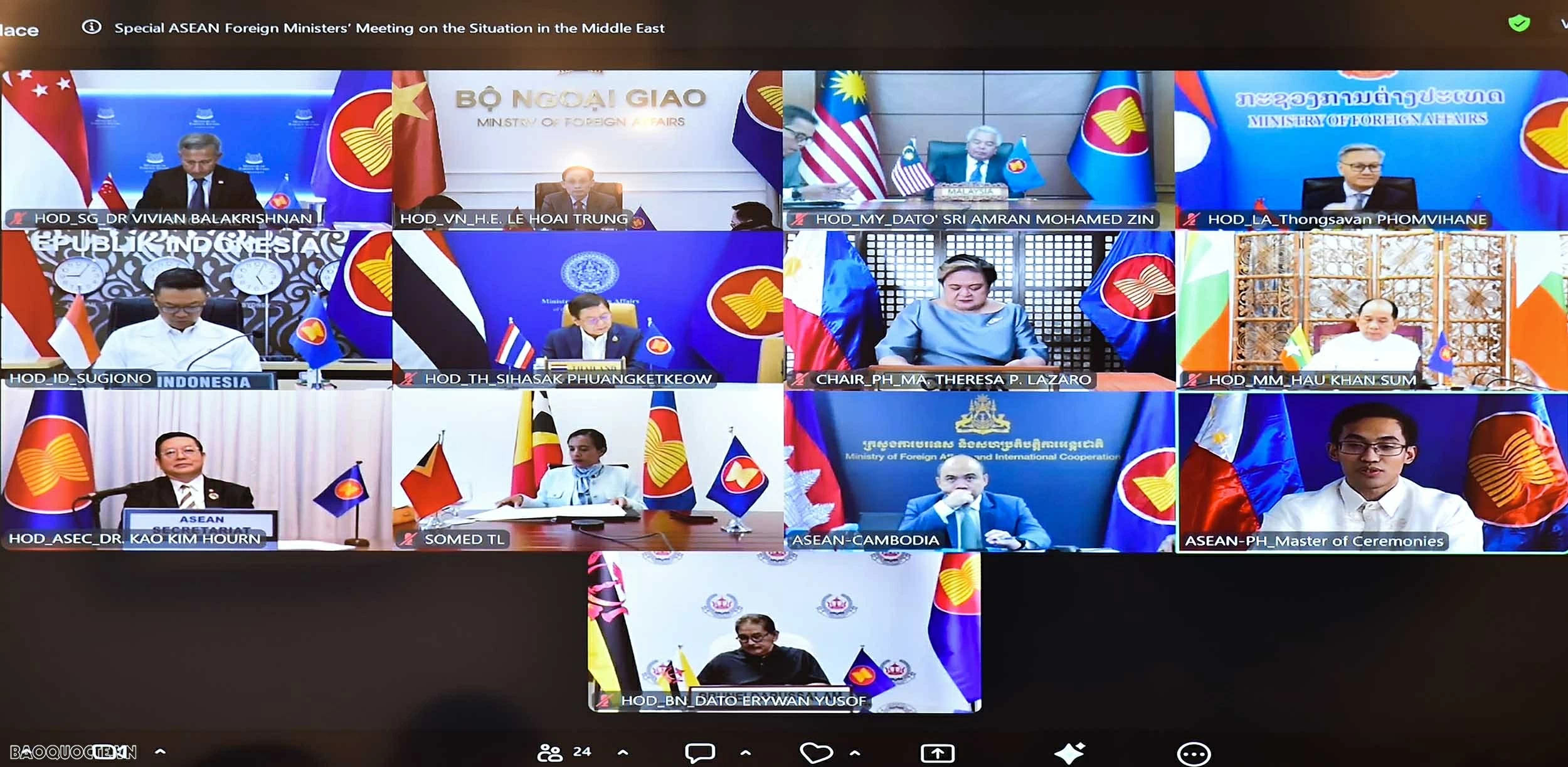 ASEAN holds Special Meeting on Middle East situation, calls for peaceful solutions