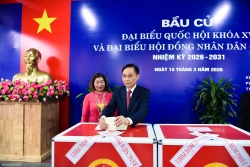 Politburo Member, Minister of Foreign Affairs Le Hoai Trung casts vote for the 16th National Assembly and People's Councils at all levels for the 2026