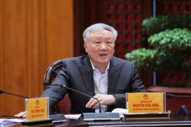 Phó Thủ tướng Thường trực Chính phủ Nguyễn Hòa Bình phát biểu. (Nguồn: VGP)