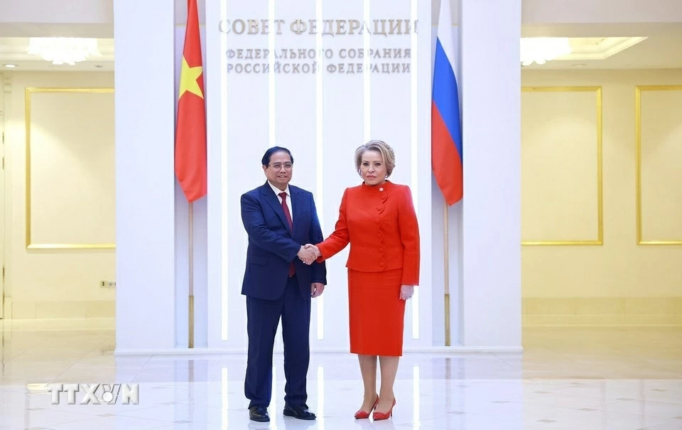 Prime Minister Pham Minh Chinh meets with Chairwoman of the Federation Council of the Russian Federal Assembly Valentina Matviyenko