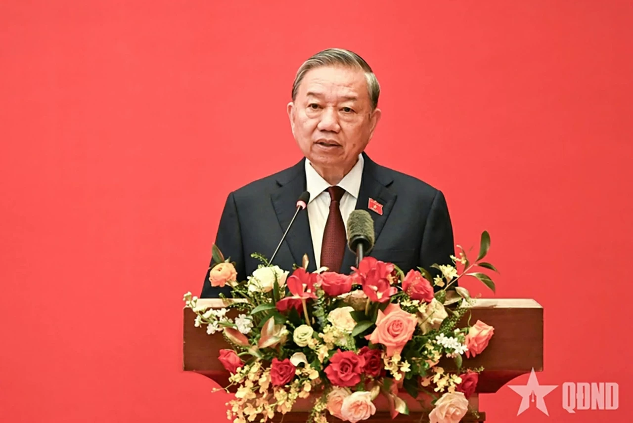 ổng Bí thư, Chủ tịch nước Tô Lâm phát biểu giao nhiệm vụ tại hội nghị công bố các quyết định của Bộ Chính trị về công tác cán bộ tại Đảng ủy Quốc hội (ngày 10-4-2026). (Nguồn: Báo QDND)