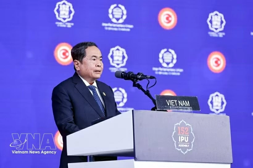 NA Chairman Tran Thanh Man addresses general debate at 152nd IPU Assembly