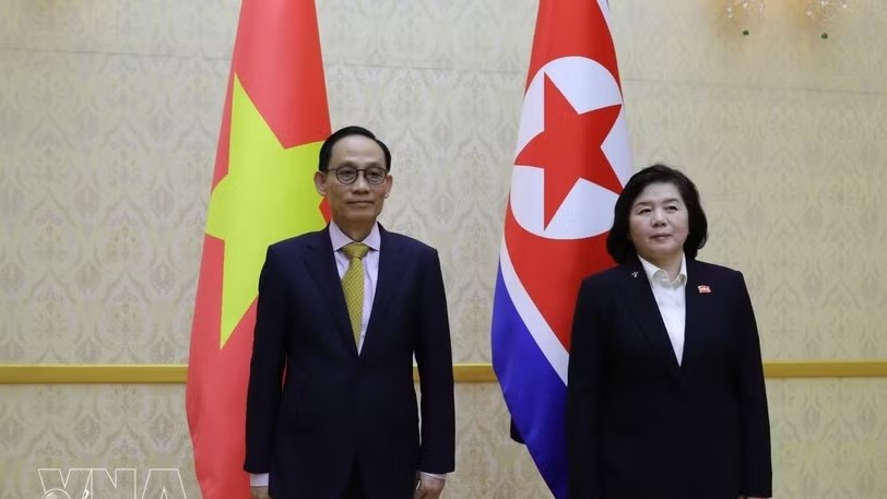 Politburo Member,  FM Le Hoai Trung and DPRK officials discuss ways to boost bilateral ties