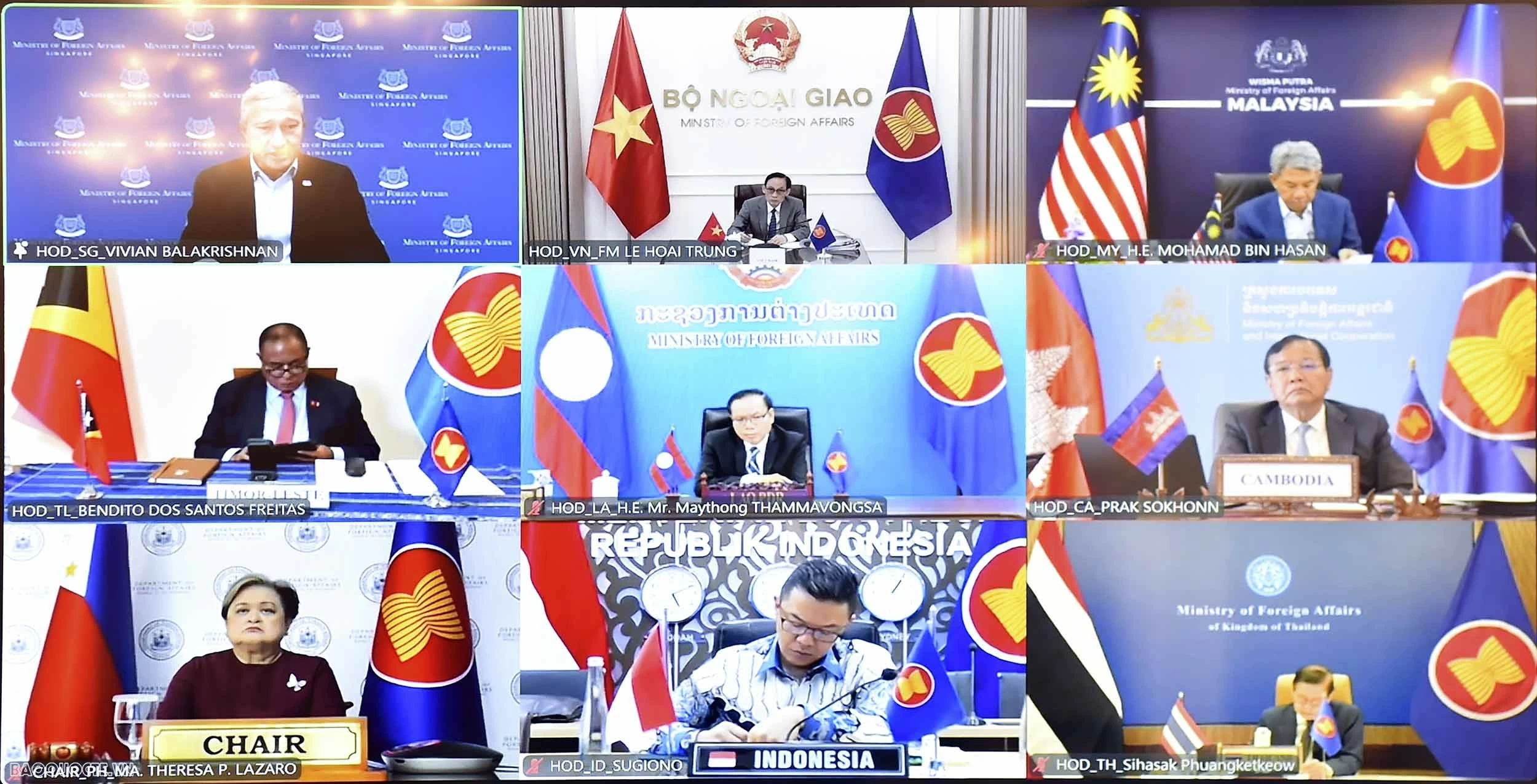 Foreign Minister Le Hoai Trung attends Expanded informal online consultation of ASEAN Foreign Ministers