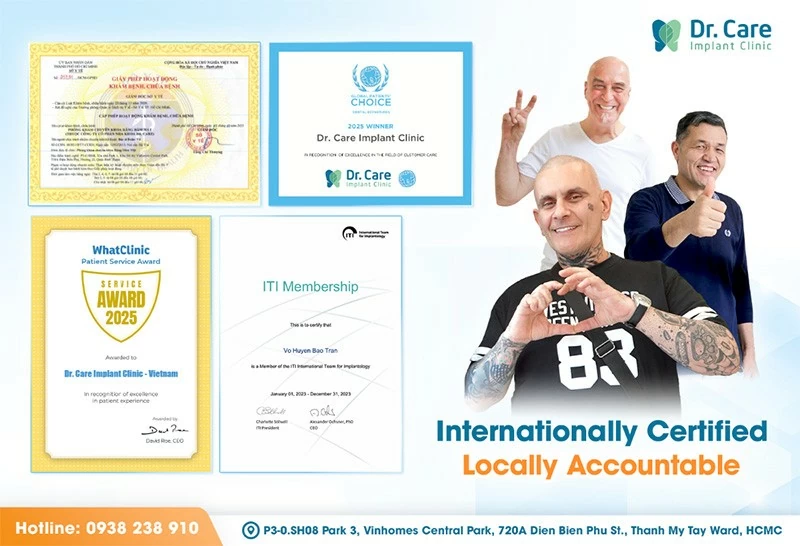 GPHĐ No. 05791/HCM · ITI Club HCMC · WhatClinic Service Award 2024 100% licensed by Ho Chi Minh City Department of Health.