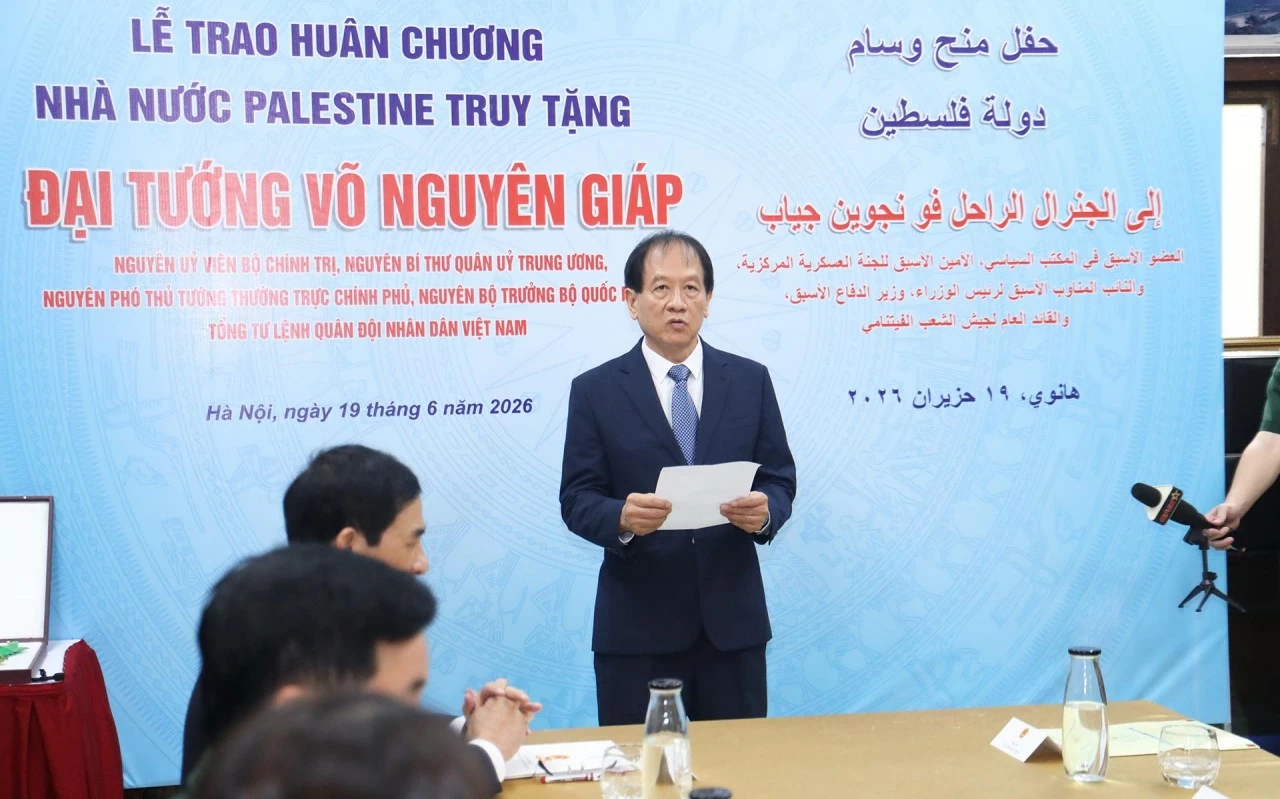 Ceremony for posthumous award of the Order of the Grand Collar of the State of Palestine to the Late General Vo Nguyen Giap