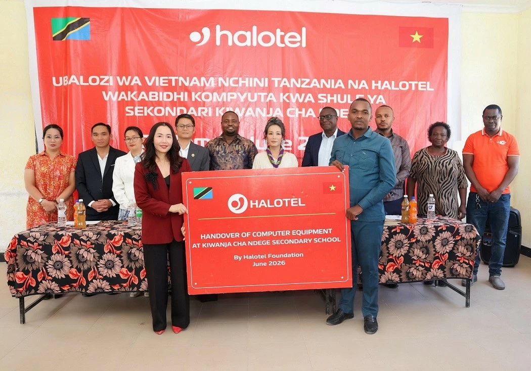 Vietnamese Ambassador and Halotel donate computer lab to Kiwanja cha Ndege Dodoma CC School