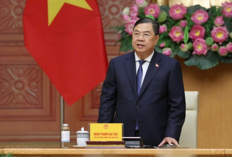 Phó Thủ tướng Thường trực Phạm Gia Túc phát biểu tại buổi làm việc. (Nguồn: VGP) Phó Thủ tướng Thường trực Phạm Gia Túc phát biểu tại buổi làm việc. (Nguồn: VGP)