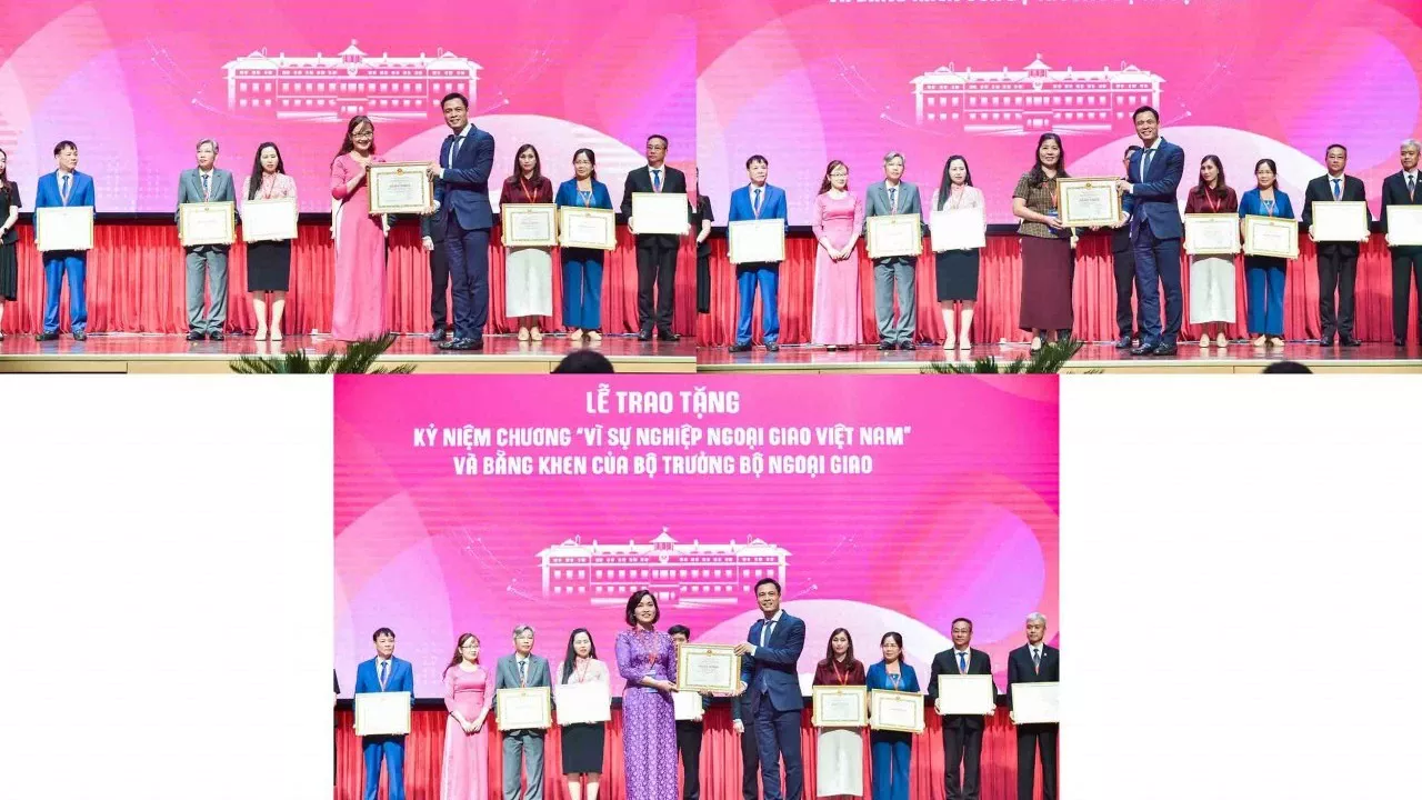 Awarding the "For the Cause of Vietnam's Diplomacy" Medal and Certificates of Merit from the Minister of Foreign Affairs to collectives and individual