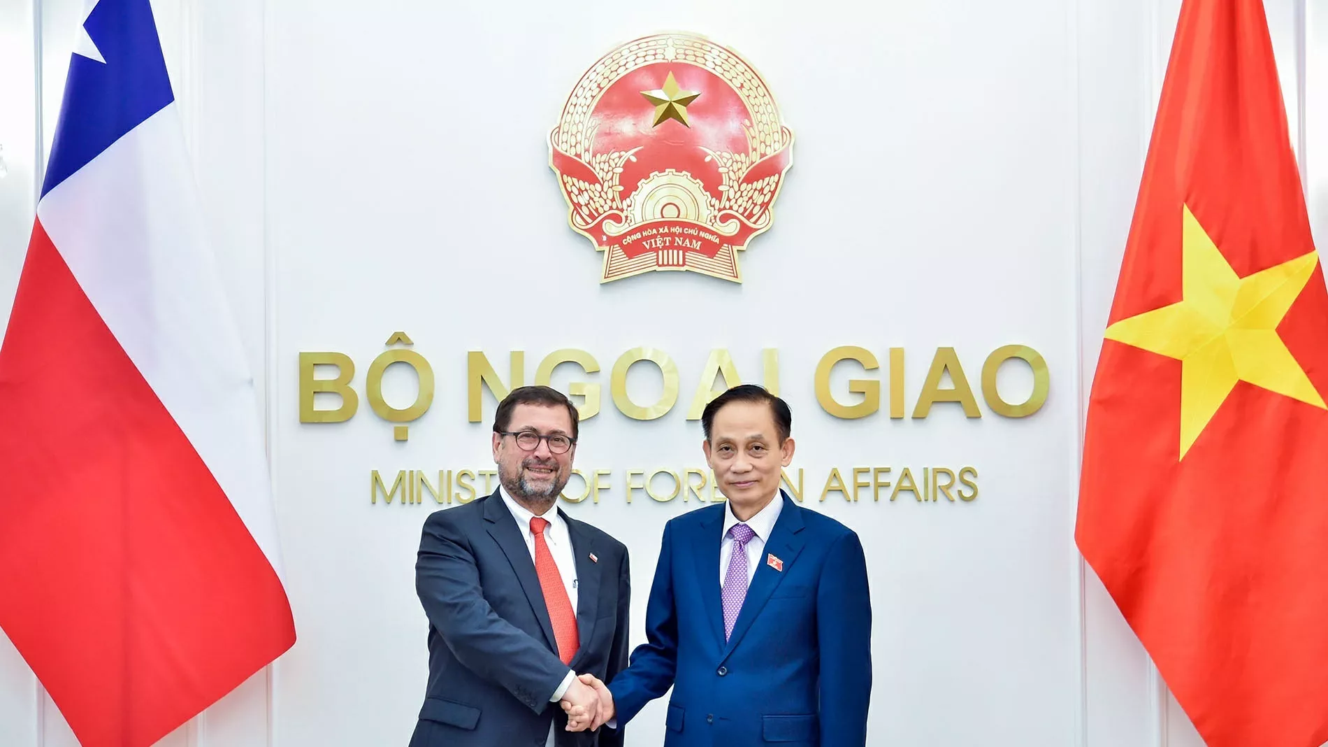 Politburo Member, Foreign Minister Le Hoai Trung holds talks with Chilean counterpart Francisco Pérez Mackenna