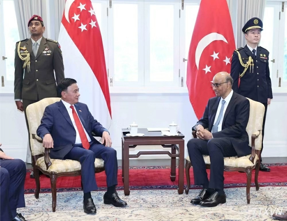 Standing Member of the Secretariat Tran Cam Tu meets with Singapore President Tharman Shanmugaratnam