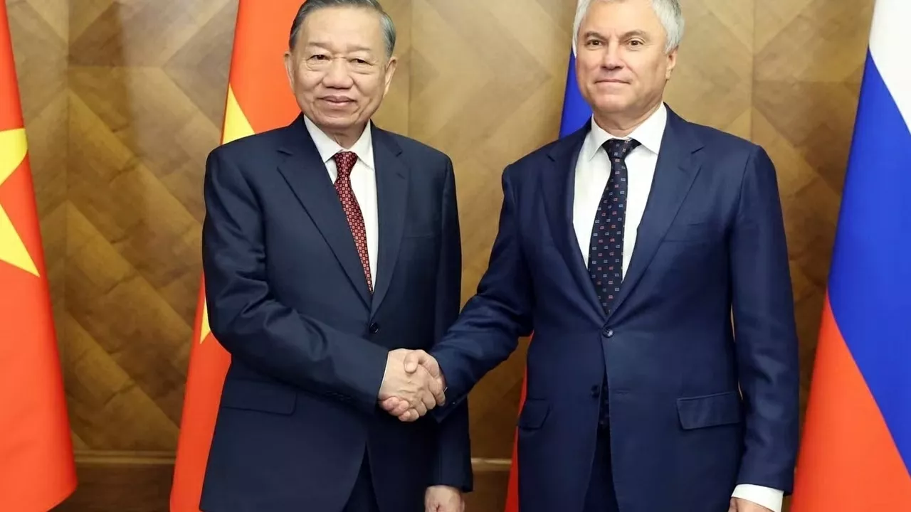 General Secretary, President To Lam meets with Chairman of Russia’s State Duma Vyacheslav Volodin