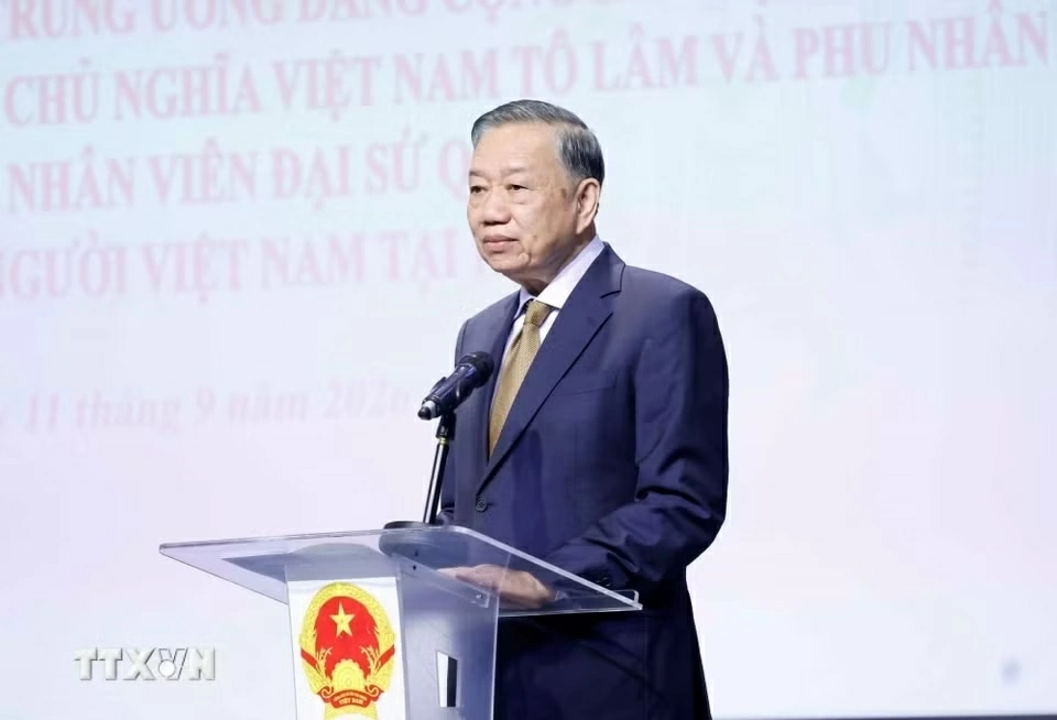 General Secretary, President To Lam meets Embassy staff, representatives of Vietnamese community in France