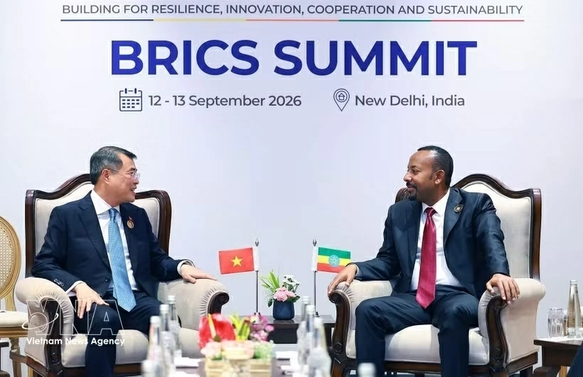 Prime Minister Le Minh Hung meets with Ethiopian counterpart Abiy Ahmed Ali in New Delhi