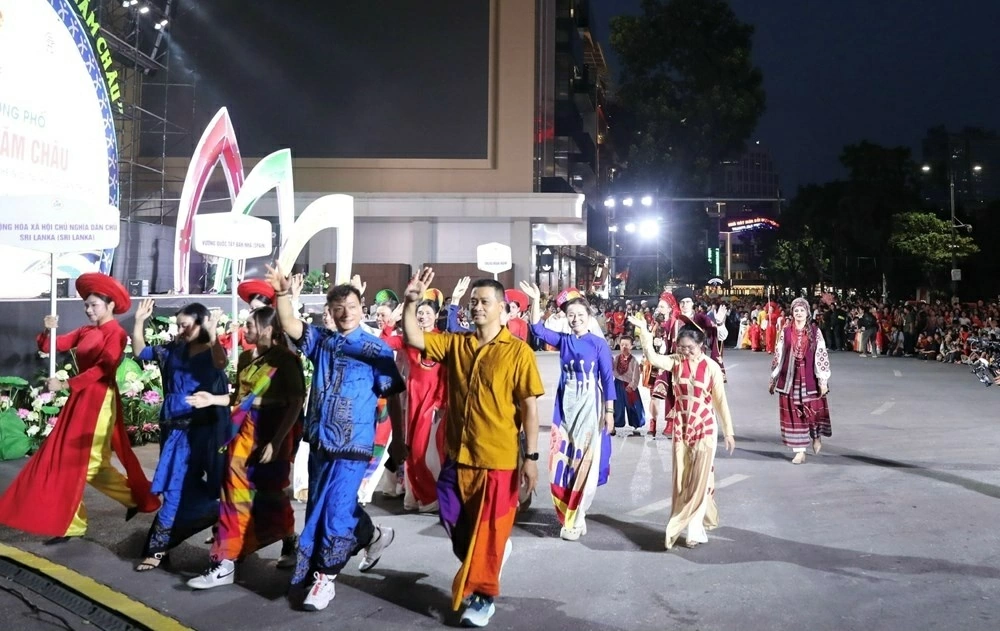 The vibrant colours of five continents illuminate Hanoi's space