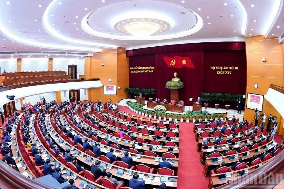 Quang cảnh phiên khai mạc Hội nghị lần thứ tư Ban Chấp hành Trung ương Đảng Cộng sản Việt Nam khóa XIV. (Nguồn: Báo Nhân Dân)