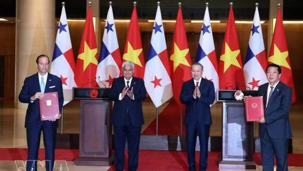 Vietnam, Panama leaders witness exchange of cooperation documents in Hanoi