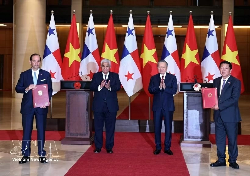 Vietnam, Panama leaders witness exchange of cooperation documents in Hanoi