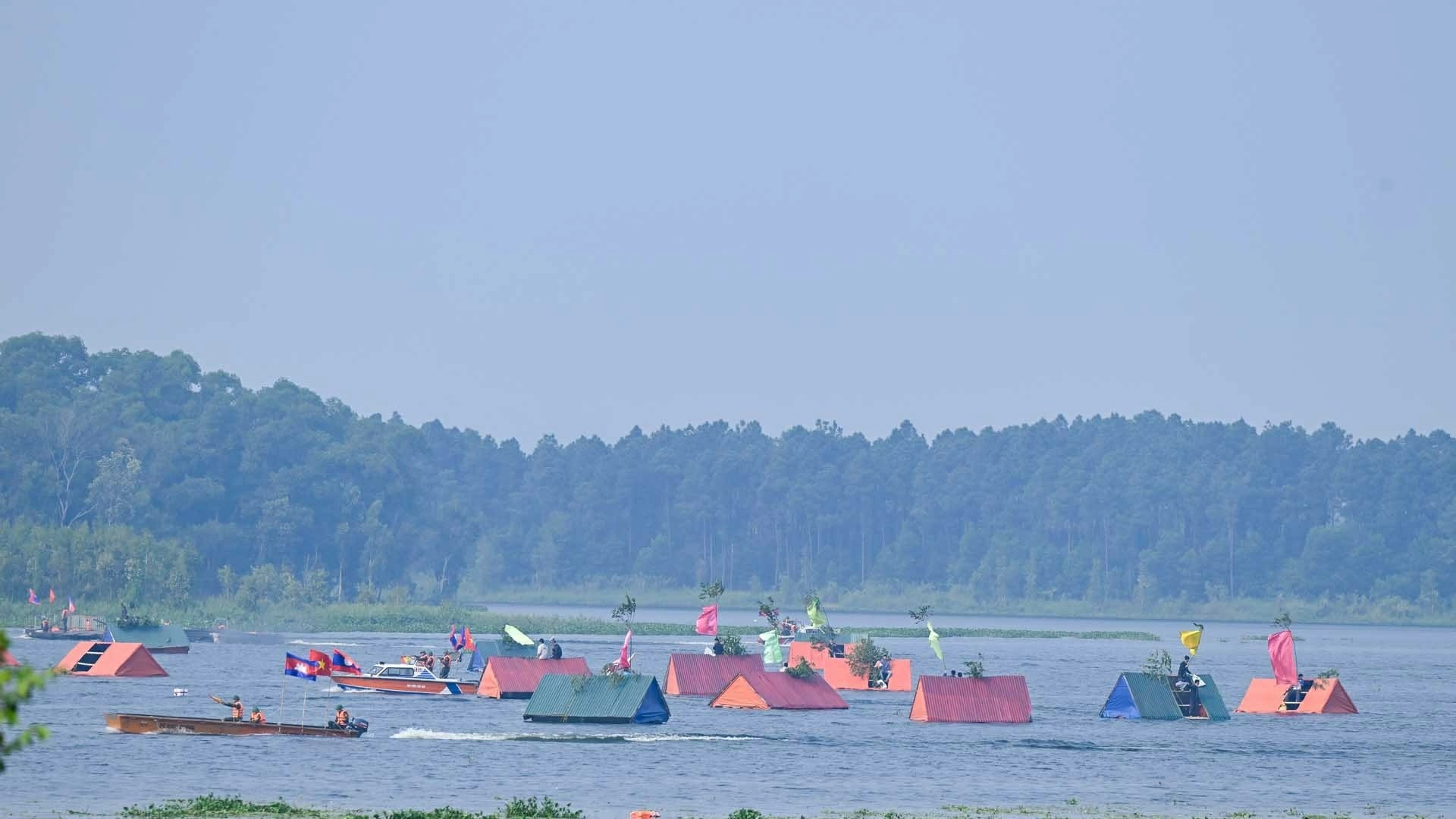 Joint civil defence exercise by the Armies of Vietnam, Laos, and Cambodia