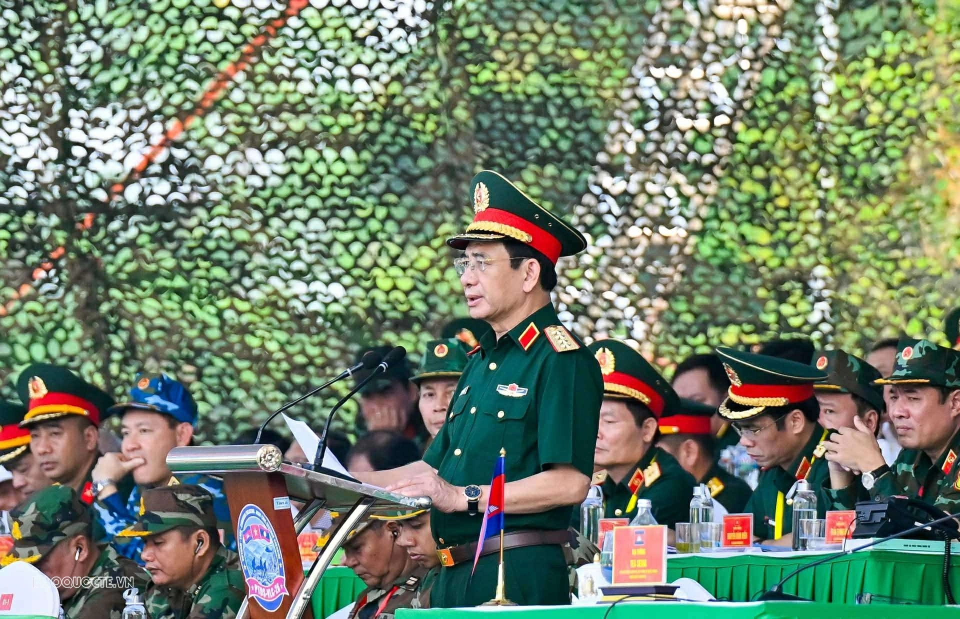 Joint civil defence exercise by the Armies of Vietnam, Laos, and Cambodia Joint civil defence exercise by the Armies of Vietnam, Laos, and Cambodia