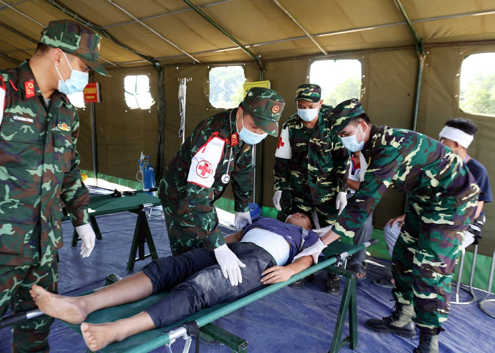 Joint civil defence exercise by the Armies of Vietnam, Laos, and Cambodia Joint civil defence exercise by the Armies of Vietnam, Laos, and Cambodia