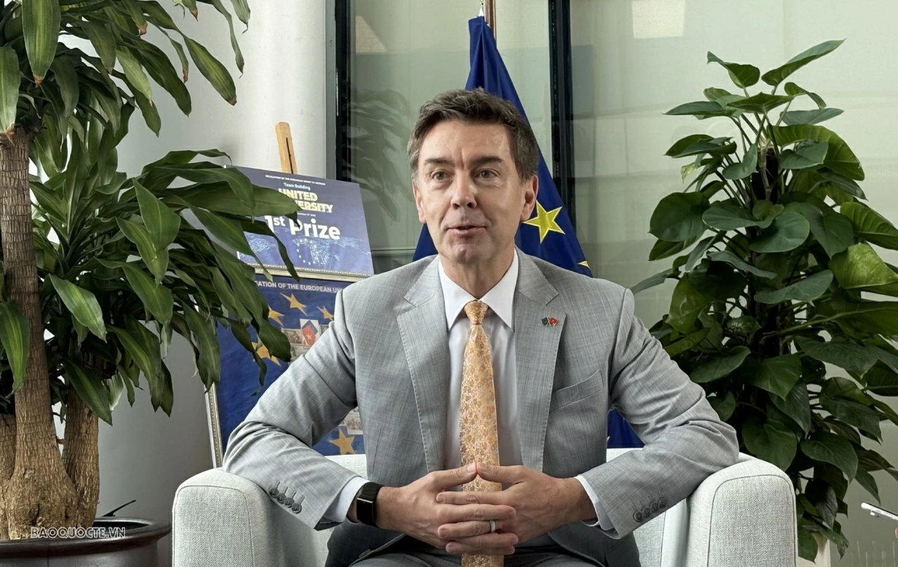Đại sứ EU tại Việt Nam Julien Guarrier. (Ảnh: Ngọc Anh) Đại sứ EU tại Việt Nam Julien Guarrier. (Ảnh: Ngọc Anh)