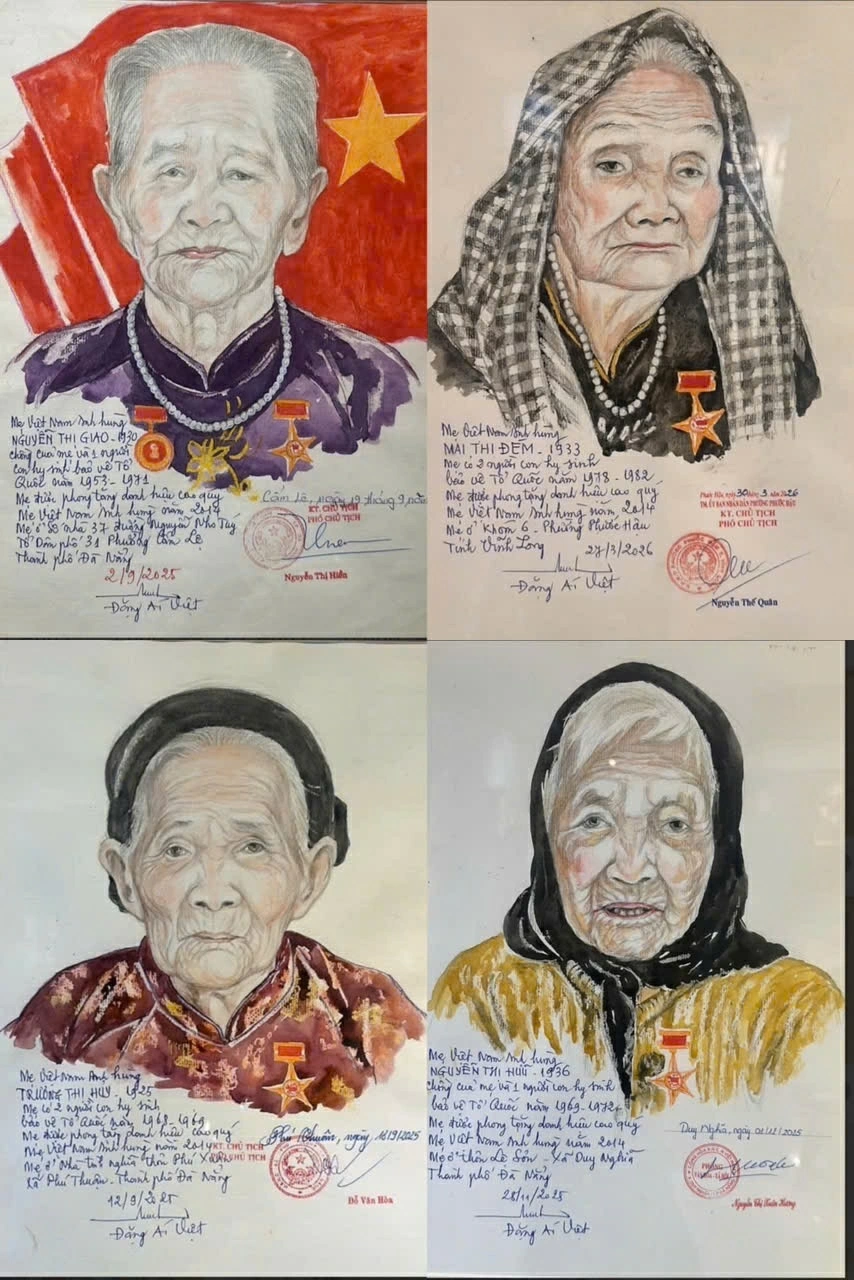 Artist Dang Ai Viet: Preserving the portraits of Heroic Mothers through the strokes of time