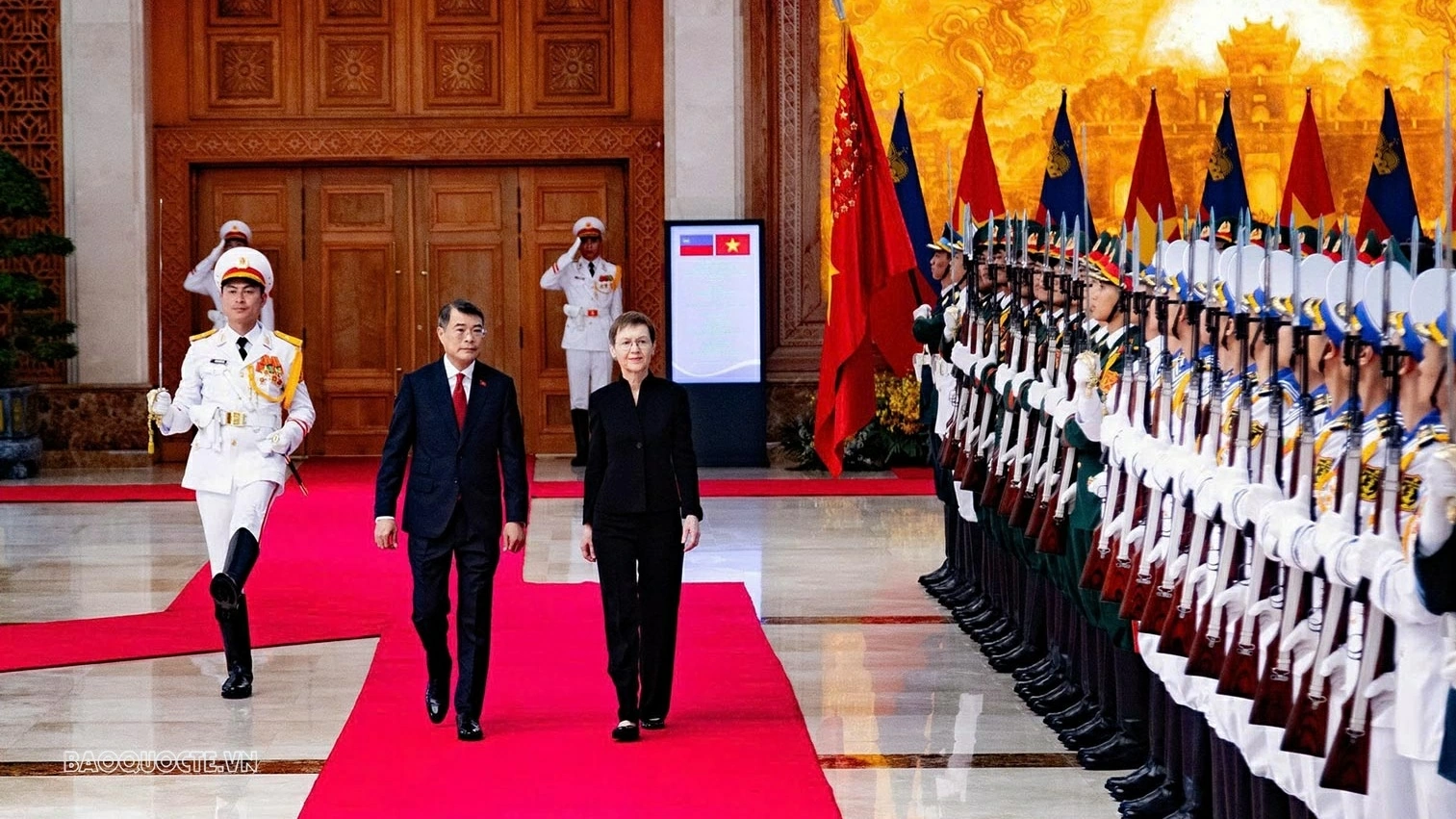 Welcome ceremony held for Liechtenstein Prime Minister Brigitte Haas in Hanoi