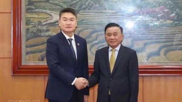 Standing member of CPV Secretariat Tran Cam Tu receives Lao youth delegation