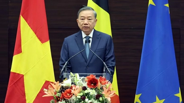 General Secretary, President To Lam gives policy speech in Brussels, sharing vision for Vietnam–EU ties