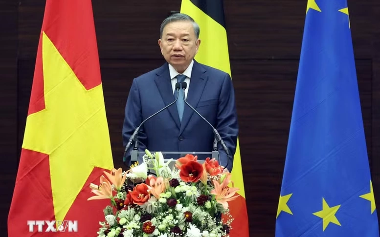 General Secretary, President To Lam gives policy speech in Brussels, sharing vision for Vietnam–EU ties