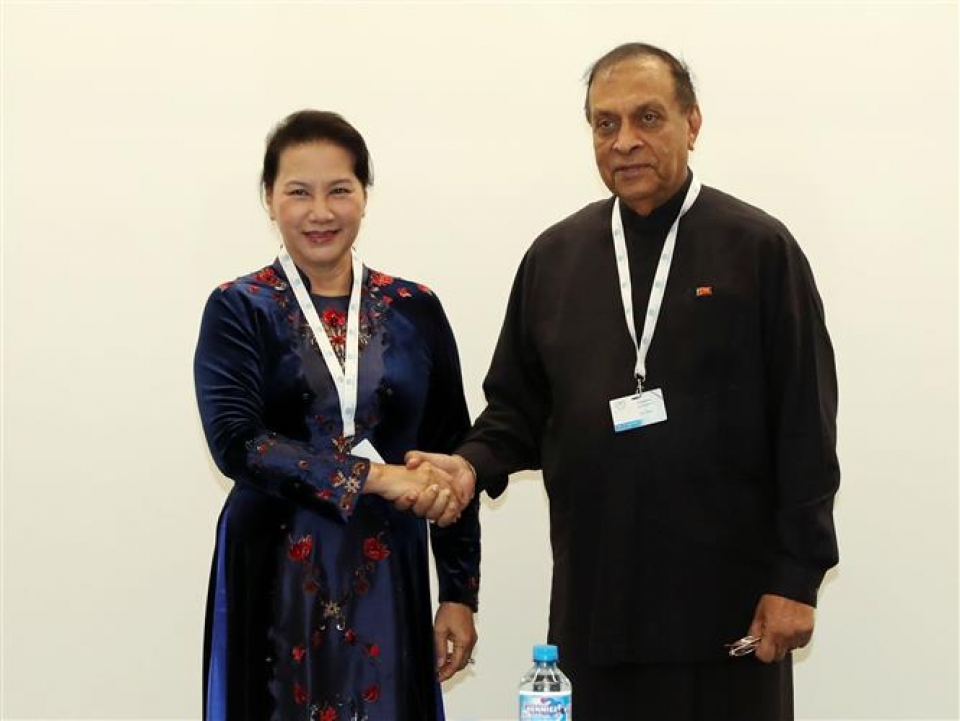 na chairwoman meets sri lankan parliament speaker on ipu 138 sidelines