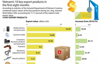 Vietnam's 10 key export products in first eight months