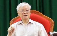 party leader president nguyen phu trong presides over political bureaus meeting
