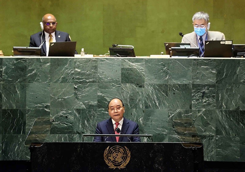 Chủ tịch nước Nguyễn Xuân Phúc phát biểu tại Đại hội đồng Liên hợp quốc khóa 76.