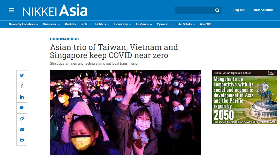 Japanese paper Nikkei Asia Review lauds Viet Nam, Taiwan (China), Singapore for COVID-19 fight