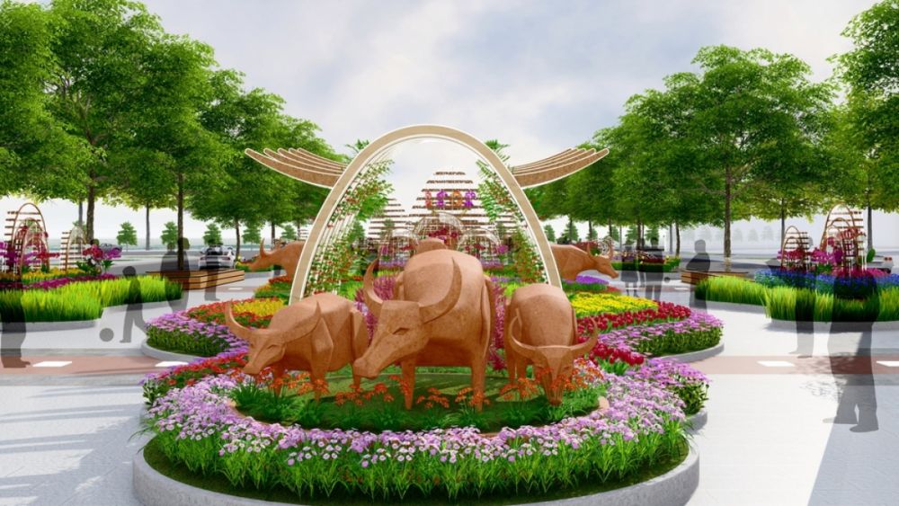 The flower street will stretch for over 700 metres throughout Nguyen Hue pedestrian street in District 1. With the 2021 Lunar New Year ushering in the Year of Buffalo, the vast majority of the concepts and decorations for the upcoming event will focus on models of buffalos.